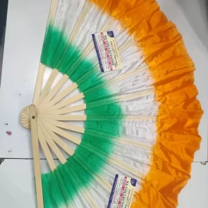 Tricolor Dance Fan Prop - India Flag Theme Silk Fan for Patriotic Events & Performances