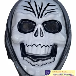 Scary Skull Bhoot Mask with Black Hood - Halloween & Horror Costume Accessory