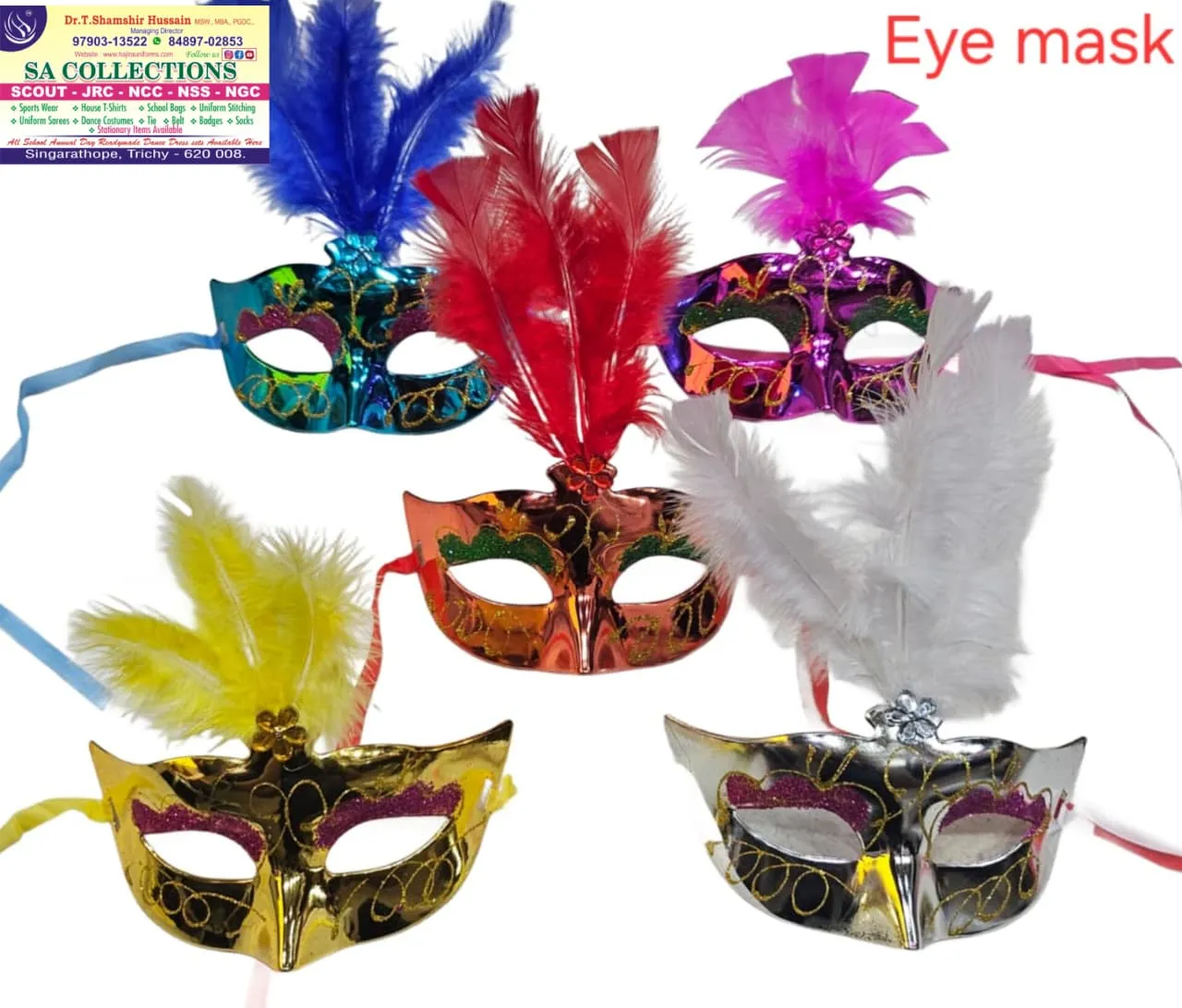 Feathered Masquerade Eye Masks - Multi-Color Carnival & Party Costume Accessories
