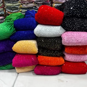 Shimmering Sequin Velvet Fabric - Multi-Color Sparkle Material for Dancewear, Gowns & Festive Decor