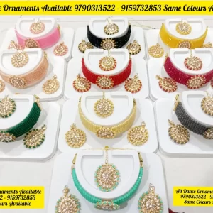 Multi-Color Beaded Choker Necklace and Earring Set - Traditional Dance and Festive Jewelry