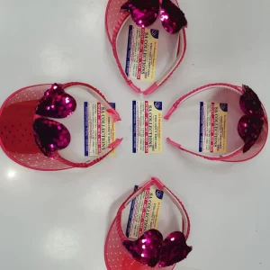 Kids' Pink Sun Visor Headband with Sequined Bow - Sparkling Beach & Party Accessory