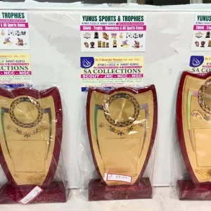 Classic Wooden Presentation Shields/Plaques - Gold and Maroon Awards for Recognition