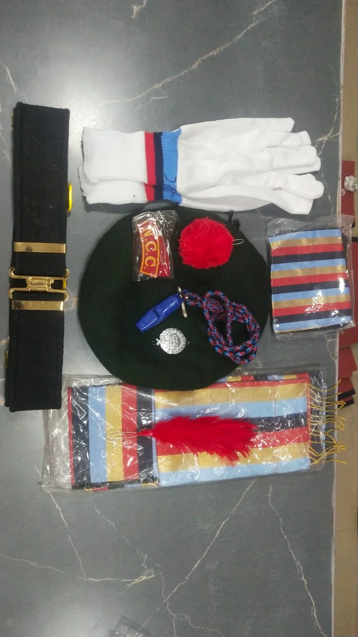 NCC Cadet Uniform Accessories Kit - Beret, Belt, Gloves, and Insignia Set