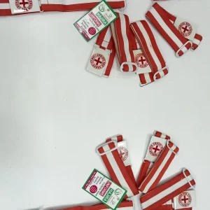 Official JRC (Junior Red Cross) Striped Uniform Belt - Red and White Fabric Web Belt
