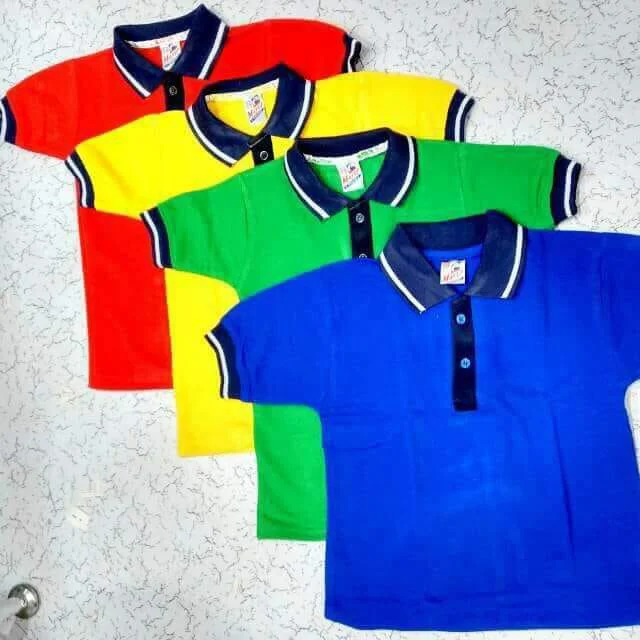 Multi-Color House Uniform Polo T-Shirts for Kids - Contrasting Collar & Cuff Design