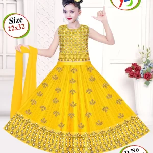Yaameen Dresses (YD) 'Sunshine Sparkle' Yellow Embroidered Lehenga Choli Set with Dupatta (Size 22x32) (D.No-Y.20106)